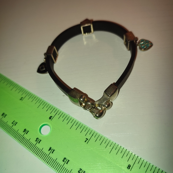 Heart Charm Bracelet with Silver Accents Vintage Silicone Slightly Stretchy - Picture 6 of 10